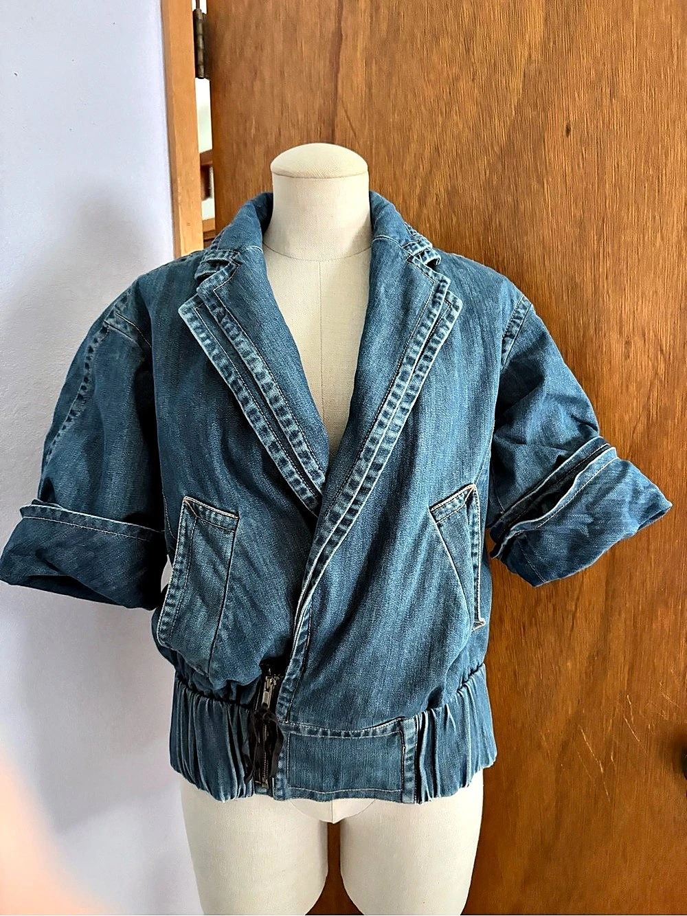 VTG MARC by MARC Jacobs sz 2 Blue Denim Jacket Short Sleeve Couble Collar